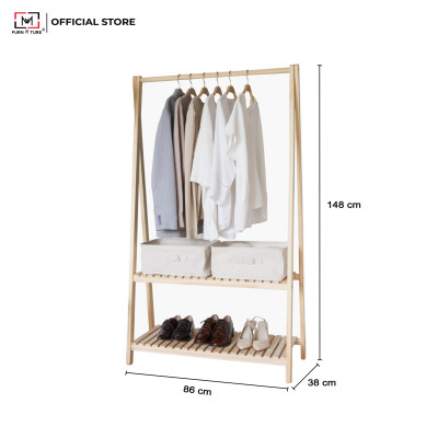 KỆ TREO QUẦN ÁO 2 TÂNG GỖ LẮP RÁP