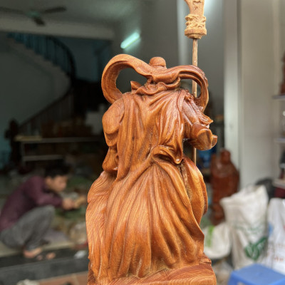 Tượng quan công gỗ hương đá kt cao 20×9×6cm 