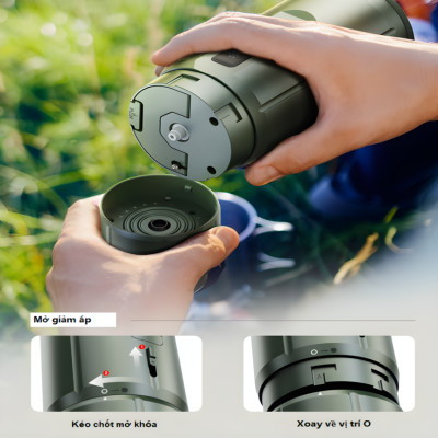 Máy pha cà phê cầm tay chuyên nghiệp Espresso 3 trong 1, dùng pin có thể pha cả nóng và lạnh thương hiệu Mỹ cao cấp HiBREW H4C - Hàng Nhập Khẩu