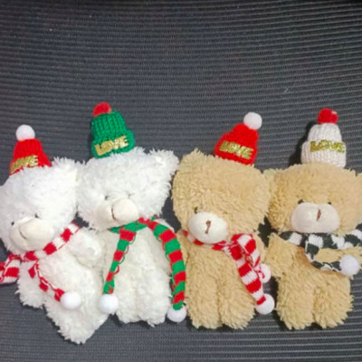 Móc khoá gấu Teddy Noel đáng yêu - Size 16cm - Teddy mini đội nón giáng sinh quàng khăn cute