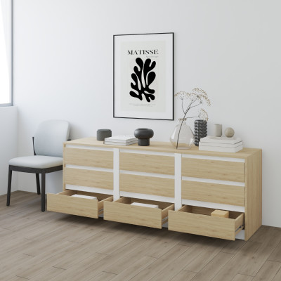 HAPPY FURNITURE , Tủ lưu trữ 9 ngăn kéo   , THK_338 , 181cm x 45cm x 66cm DxRxC