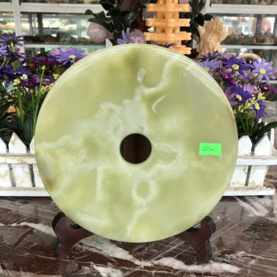 Đồng điếu phong thủy đá ngọc Onyx xanh nhạt