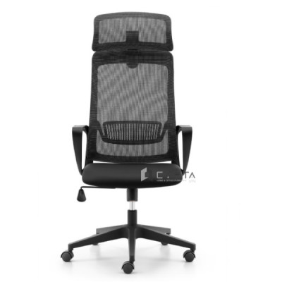Ghế văn phòng hiện đại lưng cao CM4546-M Ghế làm việc lưng lưới nhập khẩu nâng hạ gật gù chân xoay nhựa màu đen
