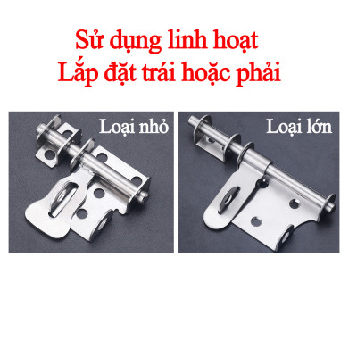 Chốt Khóa Cửa Then Ngang KUNBE Chất Liệu Thép Không Gỉ Có Lỗ Gài Phù Hợp Nhiều Loại Cửa, Tủ