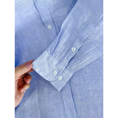 Áo sơ mi nam phong cách Hàn Quốc dài tay thiết kế cổ trụ tinh tế, thanh lịch MS04