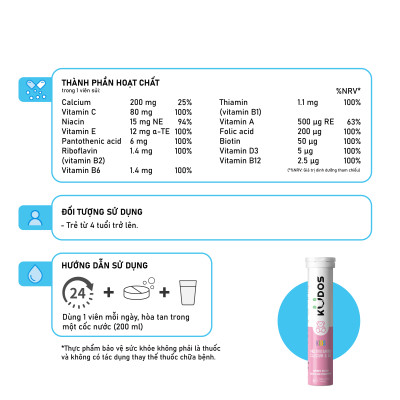 Combo Thực phẩm bảo vệ sức khỏe KUDOS KIDS + Viên Sủi KUDOS BONE + Viên Sủi KUDOS DAILY (20 viên/tuýp)