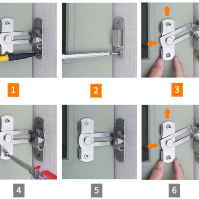 Then Chốt Cài Cửa Hình Chữ L KUNBE, Chốt Khóa Cài Cửa Góc Vuông 90 Độ Bằng Thép Không Gỉ, An Toàn Tiện Lợi Nhiều Kích Thước