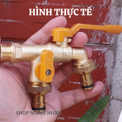 Vòi nước Faucet tăng áp bằng hợp kim vòi nước 2 đầu ra thông minh kèm 2 đầu nối ống