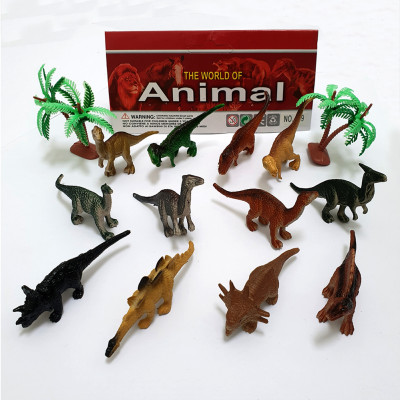 Bộ đồ chơi 12 mô hình khủng long mini Animal World 129 kèm cây trang trí (4x8 cm)