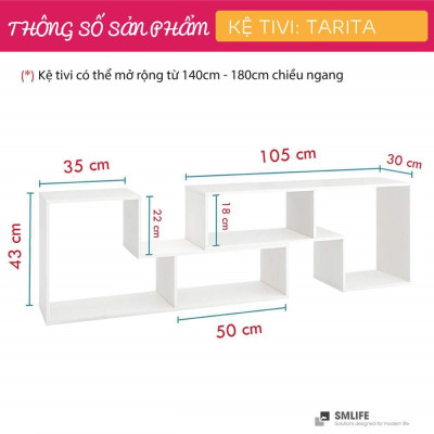Kệ tivi gỗ hiện đại SMLIFE Tarita - Trắng