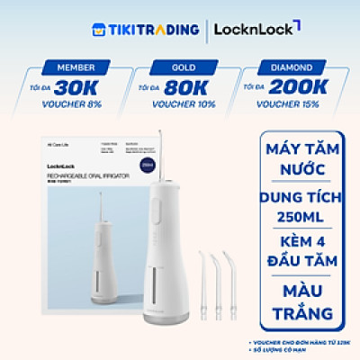 Máy tăm nước LocknLock ENR154WHT - Kèm 4 đầu tăm - Dung tích 250ml - Màu trắng