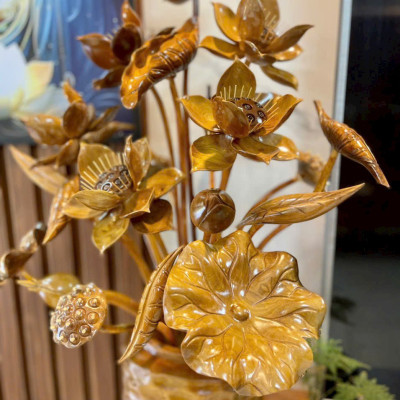 1 bình hoa sen phong thủy trang trí phòng khách ,phòng thờ bằng gỗ ngọc âm thơm nức kt cao 85×62×50cm 