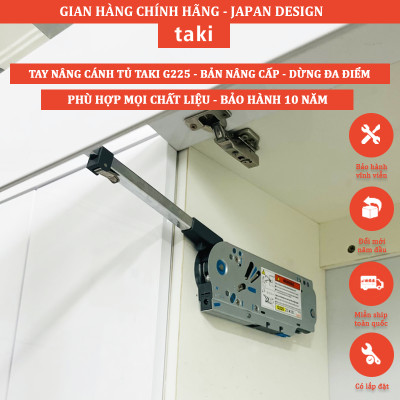 Tay Nâng Cánh Tủ TAKI Bản Nâng Cấp 2025 -  Mã G225 Có Điều Chỉnh Lực - Phù Hợp Mọi Chất Liệu  - Bảo Hành 10 Năm