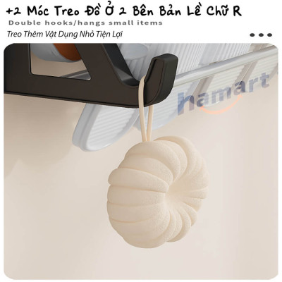 Giá Để Giày Dép Dán Tường 2 Tầng Chữ R Móc Treo Đồ Đa Năng Nhà Tắm Decor 4 Miếng Chữ U Siêu Dính