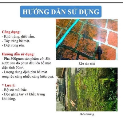Dung Dịch Diệt Rong Rêu – Làm Sạch Tường, Mái Nhà, Sân Vườn Nhanh Chóng Túi 500gram