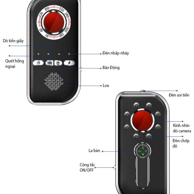 Máy Dò Camera Quay Trộm, Còi Báo Động Chống Trộm Cao Cấp K300 - Hàng Nhập Khẩu