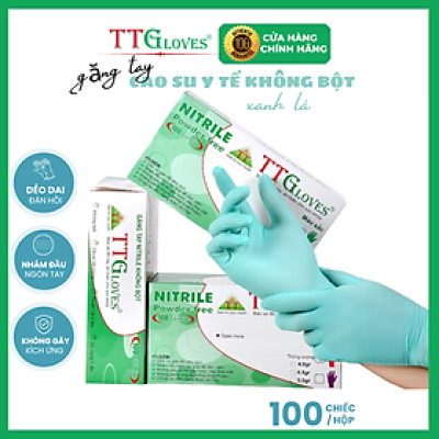 Găng Tay Y Tế Size M Màu Xanh Lá (100 Chiếc)_Không Bột Nitrile TTGLOVES