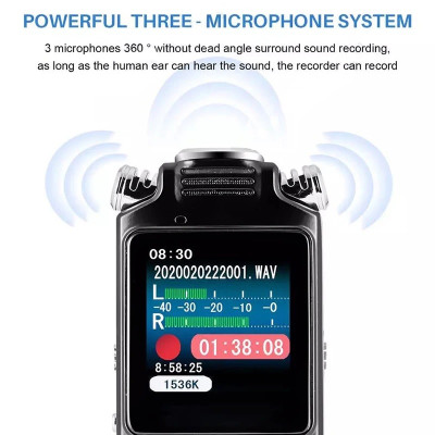 SOAIY Máy Ghi Âm Kỹ Thuật Số Micro Đôi Giảm Tiếng Ồn Thông Minh GA8822 Bộ Nhớ Trong 32GB - Hàng Nhập Khẩu