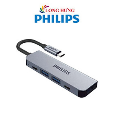 Cổng chuyển đổi Philips 5-in-1 Multifunction Adapter USB-C Hub SWV6115G/59 - Hàng chính hãng