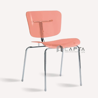 Ghế trang điểm màu hồng trong suốt phong cách Italia hiện đại Ghế nhựa đúc khung chân thép mạ nhập khẩu tiêu chuẩn châu Âu SLIDE