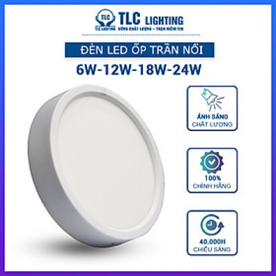 Đèn LED ốp trần nổi tròn vỏ trắng TLC Lighting công suất 6W, 12W, 18W, 24W - Sử dụng cho các loại trần bê tông, trần thạch cao, trần nhựa - Ánh sáng Trắng/Vàng/3 màu