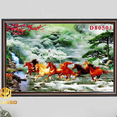 D805 31 Tranh kính Bát mã tung hoành (Được chọn mẫu)