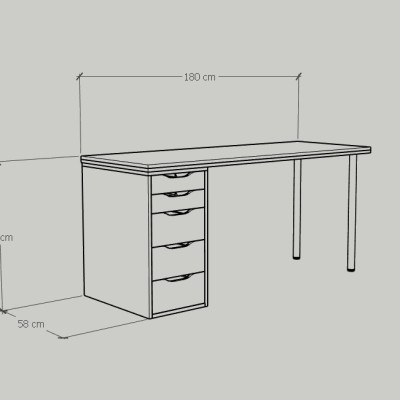 [Happy Home Furniture] LIDA, Bàn làm việc chân sắt - 1 bên ngăn tủ, BAN_020, BAN_021, BAN_022,BAN_023