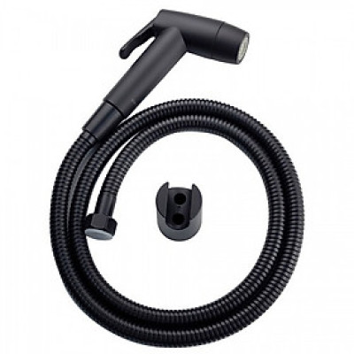 Bộ vòi xịt vệ sinh với dây màu đen, loại dây xoắn kim loại, dài 1.2m, hiệu Trevi