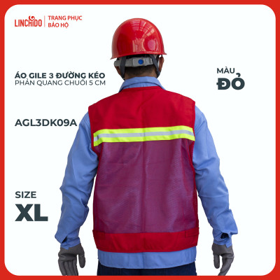 Áo Gile Kỹ Sư, Giám Sát Công Trình, Bảo Hộ Lao Động, 3 Đường Kéo, 6 Túi - Mã AGL3DK09A