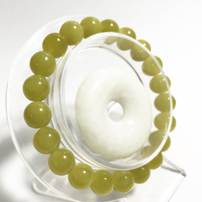 Vòng tay chuỗi hạt ngọc serpentine hạt 10 li ( hạt 1cm) cho người mệnh Thủy và kim vàng chanh và bạch ngọc  là ngọc thật của Việt Nam Vongtaymenhthuykim