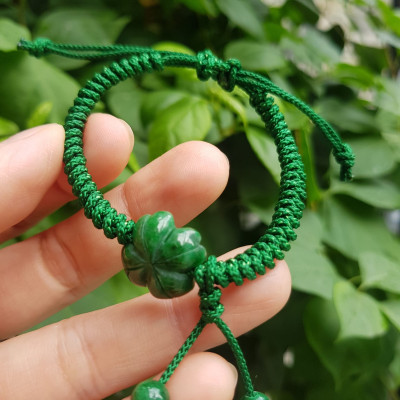 Vòng Đeo Tay Nữ Kiểu Dây Xanh Cỏ 4 lá Xanh mới lạ đẹp lắm à nha Chất liệu đá cẩm thạch xanh lá cỏ thắt dây kiểu xanh xanh rẻ đẹp lắm à nhen Nữ mệnh Mộc Hỏa Thủy đeo tay may mắn tăng đưa rút chỉnh theo tay lớn nhỏ được hết đẹp lắm à nha