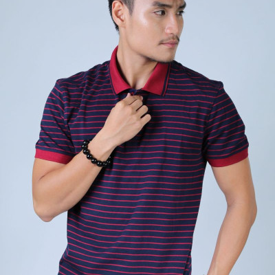 Áo Polo nam Novelty xanh sọc đỏ NATMSNMCSR180033N