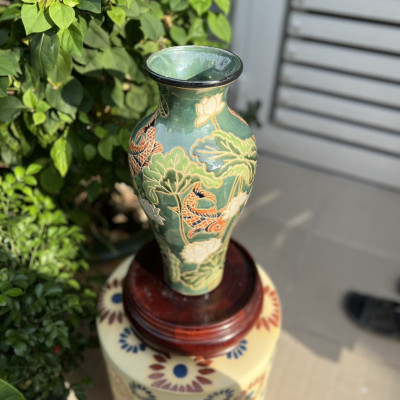 BÌNH BÁCH HOA & SEN CÁ DÁNG THON 37CM GỐM SỨ THỦ CÔNG NAM BỘ