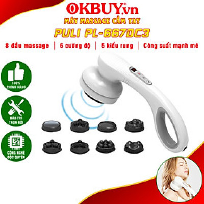 Máy massage cầm tay pin sạc 8 đầu, 5 chế độ, 6 tốc độ PULI PL-667DC3 - Mát xa hỗ trợ trị đau nhức mỏi toàn thân