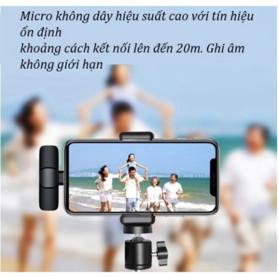 Micro Thu Âm không Dây Dành cho điện thoại Iphone IOS Cổng Lightningg , máy tính bảng PC Laptop Máy Ảnh chất lượng cao Hỗ Trợ Quay Video Livestream - hàng nhập khẩu
