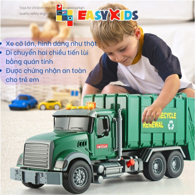 Xe Rác Đồ Chơi, Xe Chở Rác Đổ Rác Cỡ Lớn Cho Bé Có Đèn Nhạc