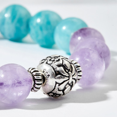 Vòng tay Amazonite Mix Thạch Anh tím Ngọc Quý Gemstones