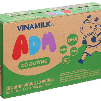 Thùng 48 Hộp sữa dinh dưỡng Vinamilk ADM Gold IQ có đường 180ml