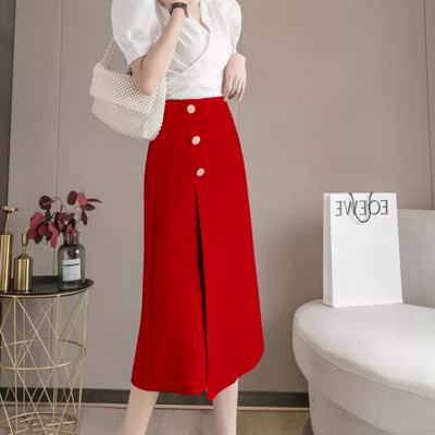 Yếm Váy Nữ New Design Thiết Kế Váy Xẻ Đùi Dài Qua Gối Thanh Lịch CV0041