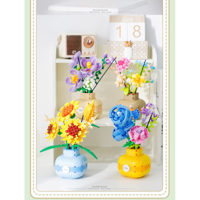 BALODY - 21090 Bộ xếp hình bình hoa hướng dương (559 chi tiết) (KT 18x22x7cm)