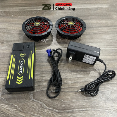 Bộ Phụ Kiện Áo Điều Hòa ZASKY Nhật Bản Cao Cấp, Dành Cho Người Lao Động Ngoài Trời Nắng Nóng, Quạt 12V Không Chổi Than, PIN 40.000mAh, BH 12 Tháng