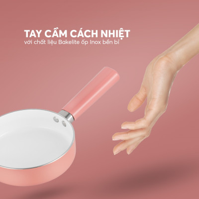 Chảo nhôm tráng sứ chống dính an toàn Elmich Baby EL-5935AP 16cm 18cm, Hàng chính hãng, đáy từ - JoyMall