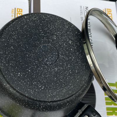 Quánh Đá Đáy Từ Bennix Terra, Nồi Đá Từ Cán Dài Chống Dính Size 16cm- Hàng Chính Hãng