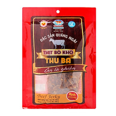 Combo 10 gói khô bò sợi Thu Ba Quảng Ngãi , mỗi gói 100gr, ăn vặt