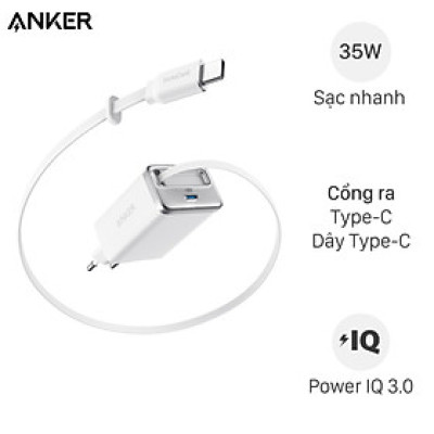 Củ sạc Anker Nano A2658 (35W, cáp USB-C rút gọn tích hợp) - GiaPhucStore | Hàng Chính Hãng 
