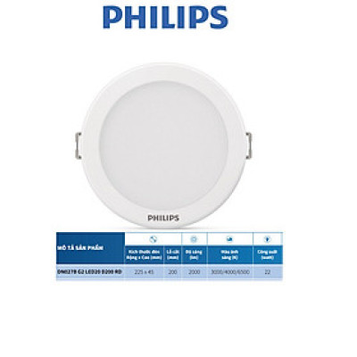 Bộ đèn Philips LED âm trần tròn DN027B G2 -Công suất (7W, 10W,14W, 17W,22W)