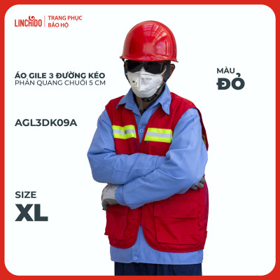 Áo Gile Kỹ Sư, Giám Sát Công Trình, Bảo Hộ Lao Động, 3 Đường Kéo, 6 Túi - Mã AGL3DK09A