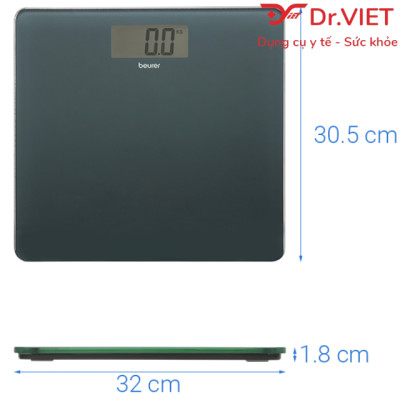 Cân điện tử mặt kính Beurer GS213 Hàng chính hãng- Cân trọng lượng, dùng tốt cho cả người lớn và trẻ nhỏ, chịu lực tối đa đến 180 kg, Thiết kế mỏng gọn, thời trang với màn hình LCD rõ nét