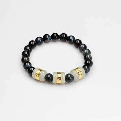 Vong Tay Nam Mắt Hổ Xanh 8m + 3 Lu Ngọc