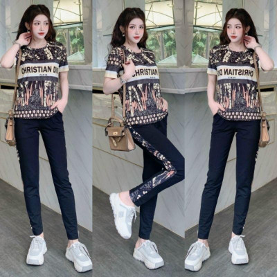 Sét đồ bộ nữ quần dài áo thun lạnh form rộng in 3D họa tiết sang trọng thanh lịch mẫu mới đẹp có bigsize